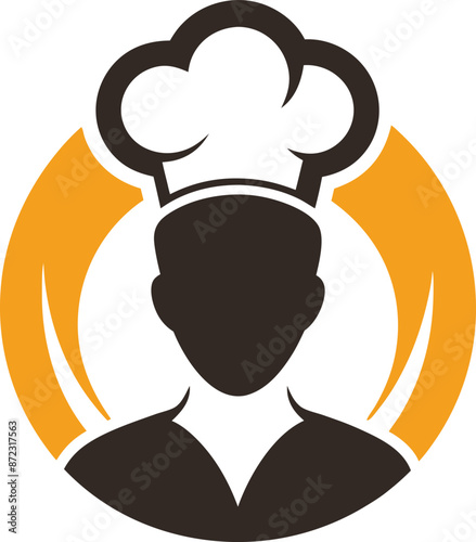 Mustache Chef for Kitchen Bar Restaurant Food Delicious Dish Menu logo design inspiration silhouette logo