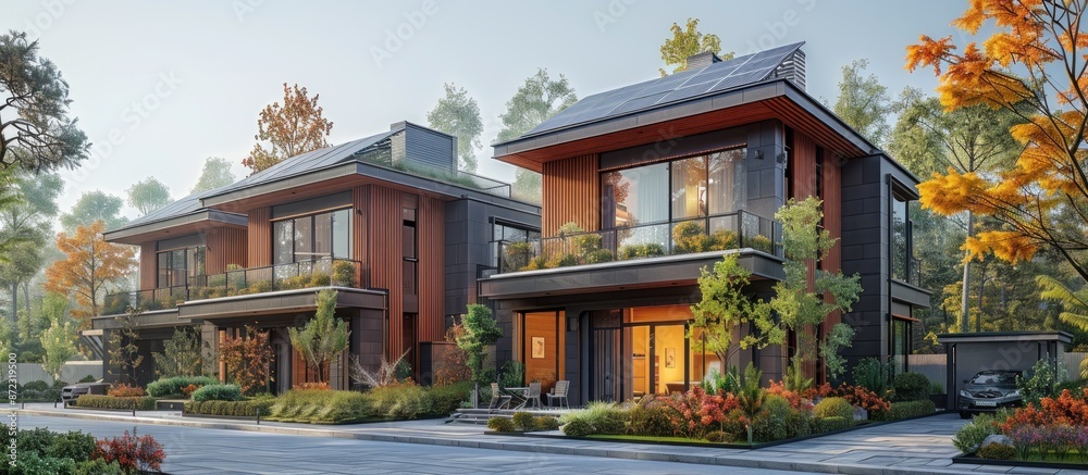 Modern Architecture in Autumnal Setting Modern Architecture in Autumnal Setting