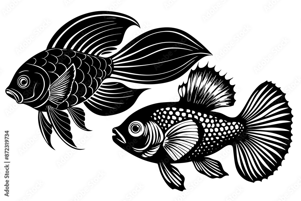 Fototapeta premium marine fish silhouette vector illustration