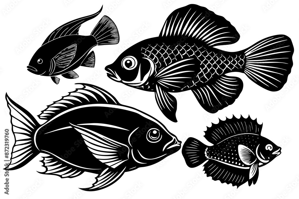 Fototapeta premium marine fish silhouette vector illustration 