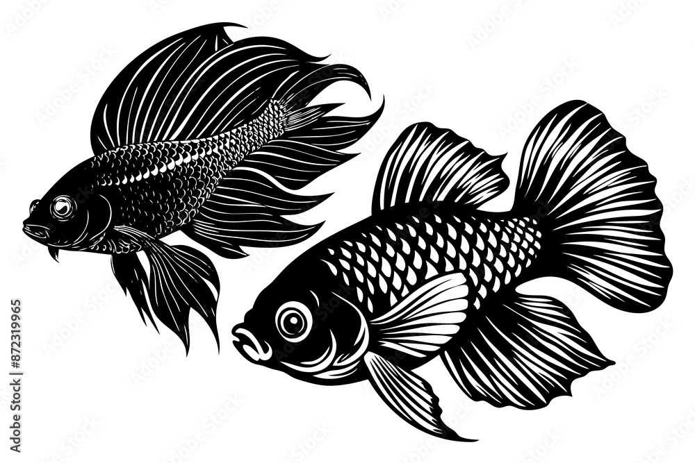 Fototapeta premium marine fish silhouette vector illustration