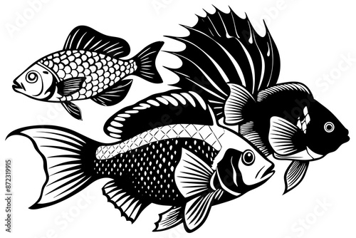 marine fish  silhouette vector illustration 