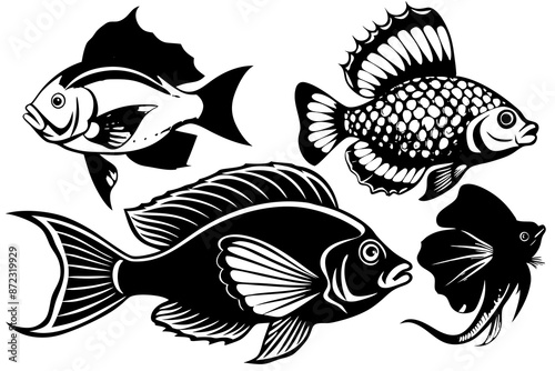 marine fish  silhouette vector illustration 
