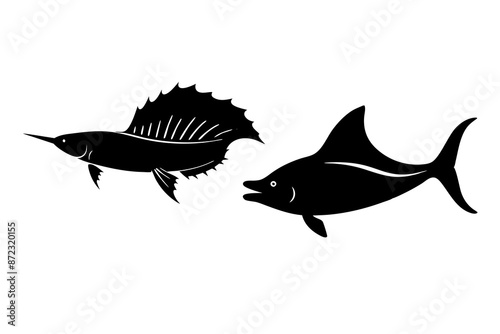 marine fish silhouette vector illustration photo