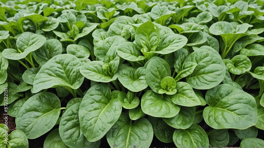 Fresh Green Spinach Harvest on Sunlit Farm Field Fresh Green Spinach Harvest on Sunlit Farm Field