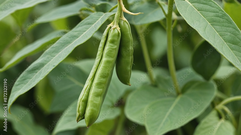 Organic Green Bean Harvest in Lush Garden