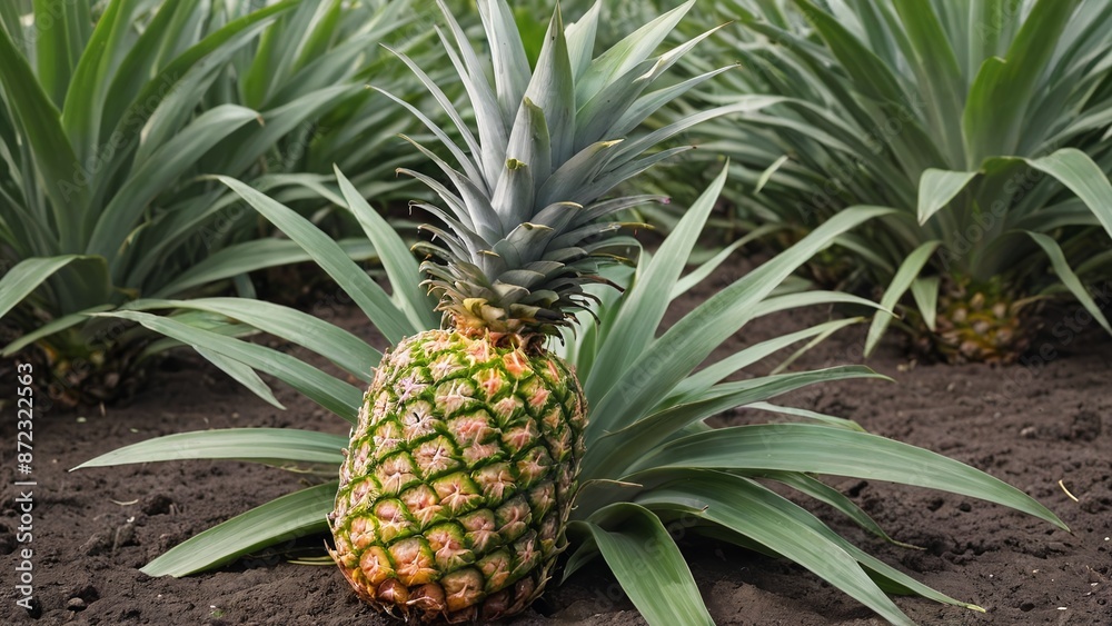 Golden Pineapple Oasis Tropical Freshness in Vibrant Green Landscape Golden Pineapple Oasis Tropical Freshness in Vibrant Green Landscape