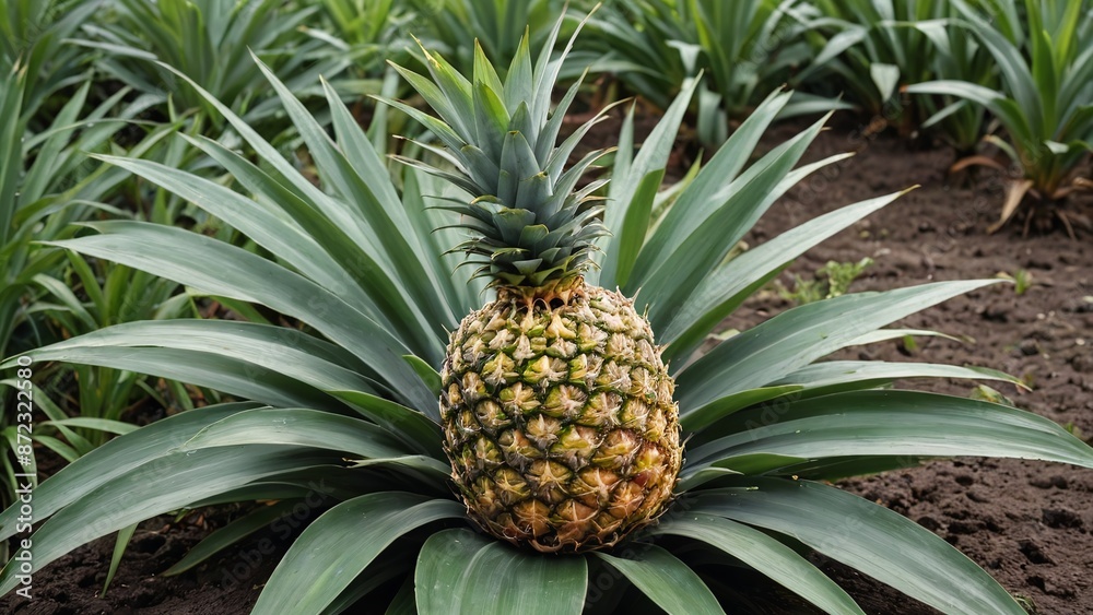 Golden Pineapple Oasis Tropical Freshness in Vibrant Green Landscape Golden Pineapple Oasis Tropical Freshness in Vibrant Green Landscape