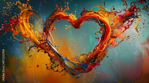 A heart-shaped symbol crafted from colored wax, melted into a dynamic flame pattern with fiery oranges, reds, and yellows merging into each other.