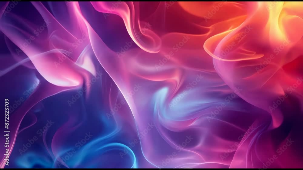 Slow movement of colored smoke on a black background. Pink, blue and orange smoke texture. Ink swirl  abstract backdrop. 