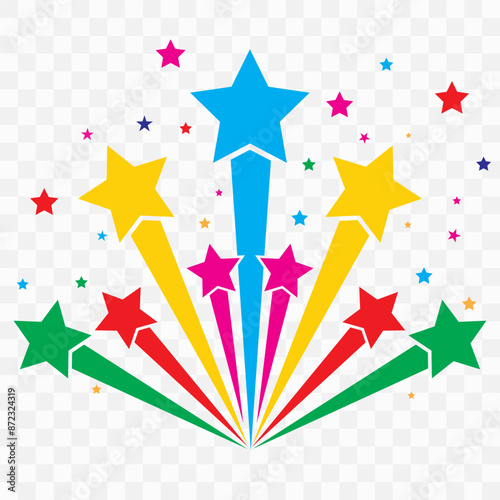 Colorful shooting stars. Shooting stars icons. Abstract shooting star. Vector illustration. Stars and stripes. Vector illustration.