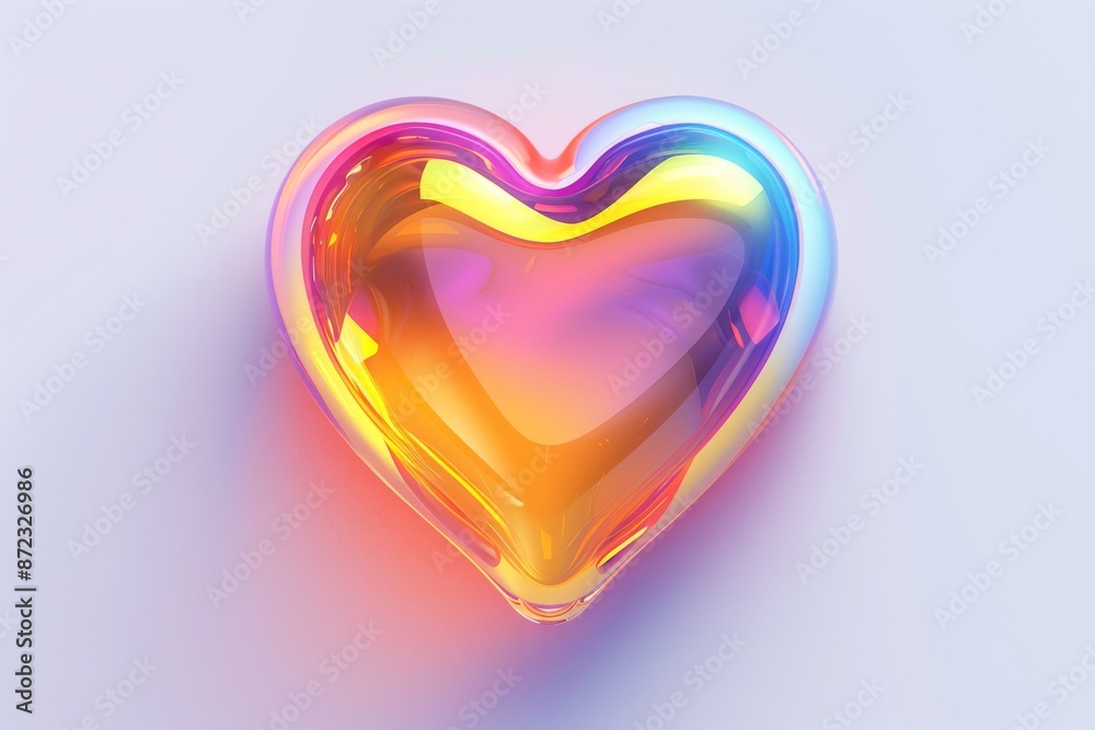 Glossy heart shaped object with rainbow colors modern and sleek digital illustration representing love and diversity in a vibrant design Glossy heart shaped object with rainbow colors modern and sleek digital illustration representing love and diversity in a vibrant design