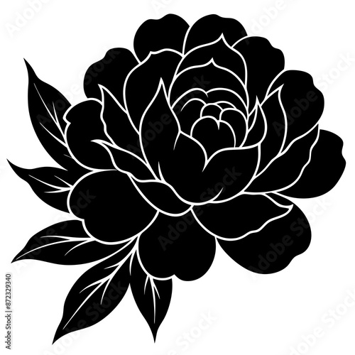 Exquisite Peony Bloom Silhouette Vector: Enhance Your Designs with Floral Elegance