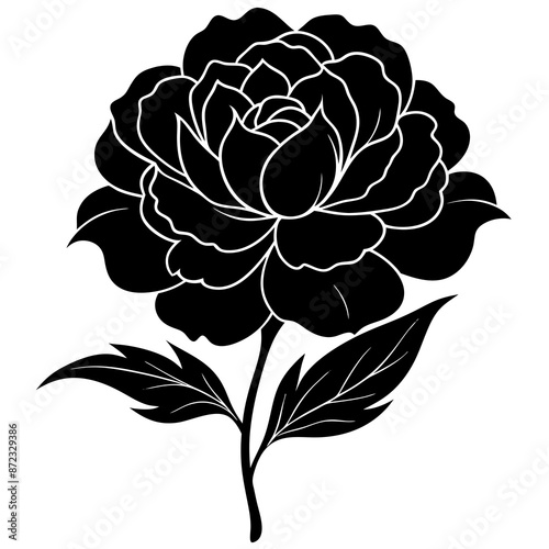 Exquisite Peony Bloom Silhouette Vector: Enhance Your Designs with Floral Elegance