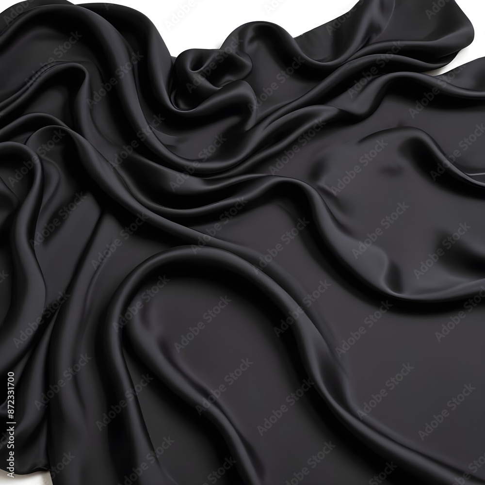 Obraz premium Wavy smoot soft black silk drap fallind surface sample texture background