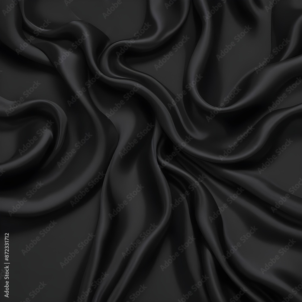 Wavy smoot soft black silk drap fallind surface sample texture background