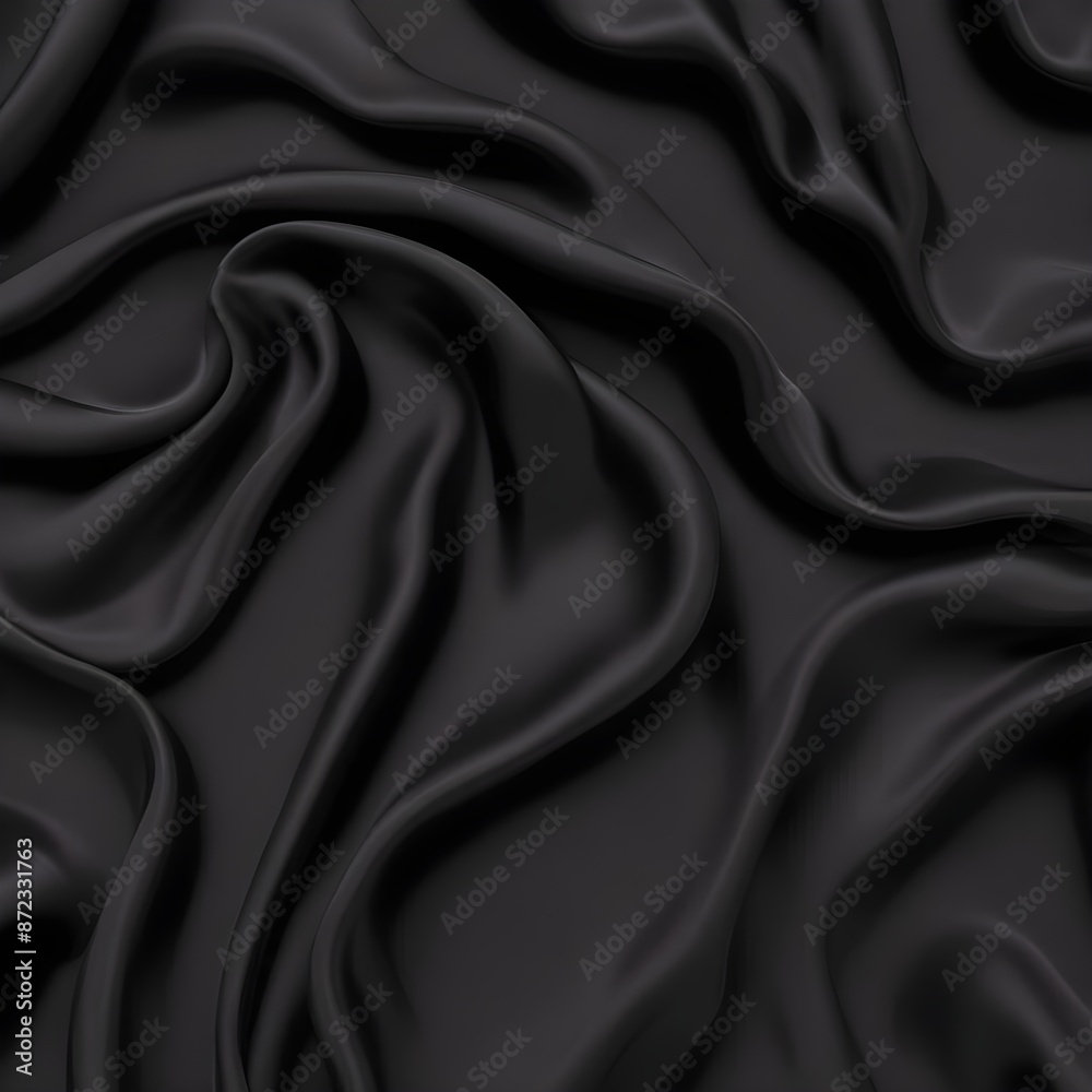 Wavy smoot soft black silk drap fallind surface sample texture background
