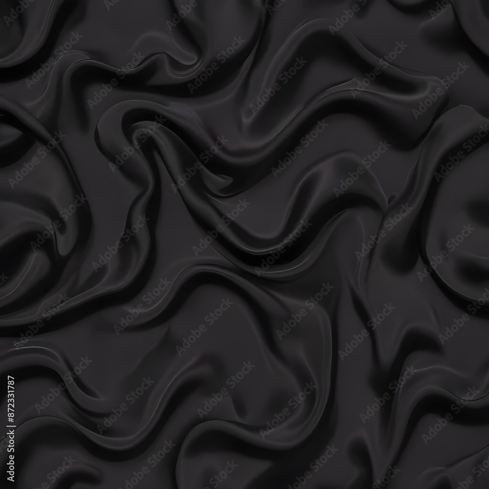 Obraz premium Wavy smoot soft black silk drap fallind surface sample texture background