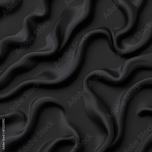 Wavy smoot soft black silk drap fallind surface sample texture background