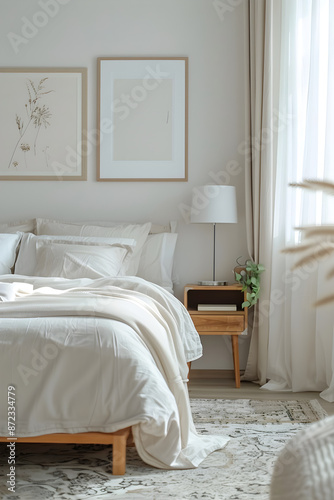 Serenely Styled Bedroom with Natural Light, Minimalist Furniture, and Calming Decor for Ultimate Relaxation and Comfort