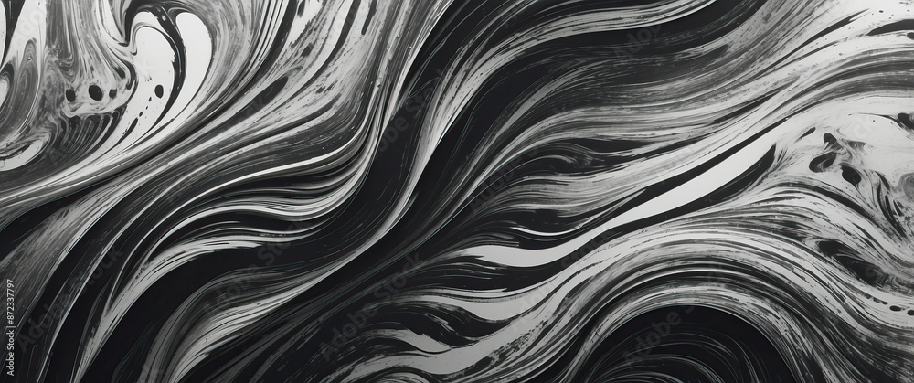 Abstract black and white fluid art featuring dynamic swirls and waves, perfect for contemporary design and modern interior decor Abstract black and white fluid art featuring dynamic swirls and waves, perfect for contemporary design and modern interior decor