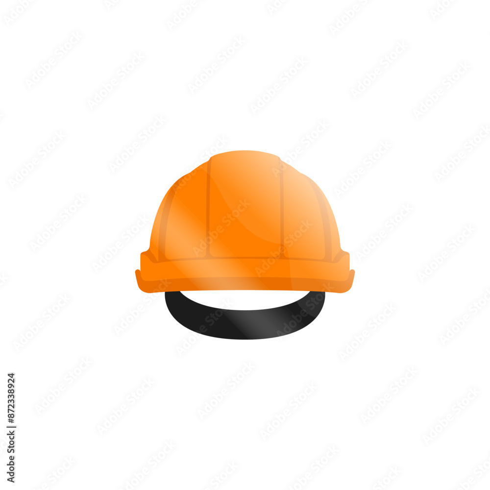 Orange construction helmet vector. Safety helmet on construction site. Builder's helmet. Front view of protective headgear. subject of head protection in production vector.