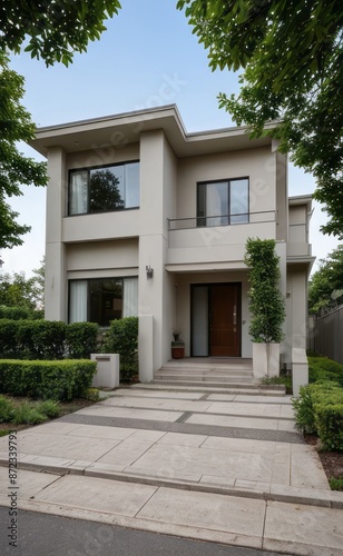 A Contemporary Dwelling with Stylish Architecture, Beautiful Exterior Design, and a Serene Garden Setting. Perfect Family Home in a Residential Neighborhood, Featuring Thoughtful Construction © Rezhwan