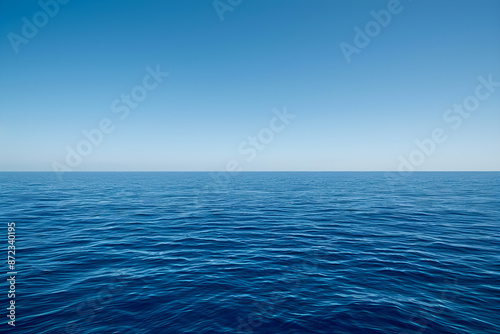Wallpaper Mural A vast expanse of deep blue sea with a clear and unbroken light blue sky horizon, creating a serene and tranquil atmosphere, suitable for designs with copy space. Torontodigital.ca
