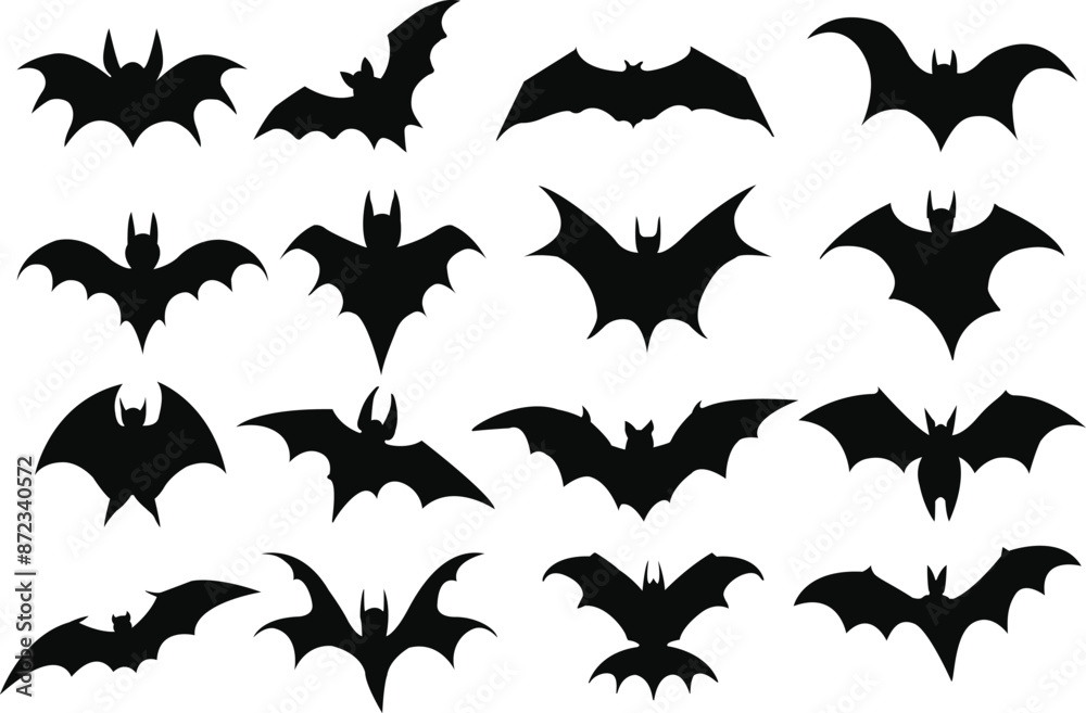 Bat silhouettes vector illustrations set Bat silhouettes vector illustrations set