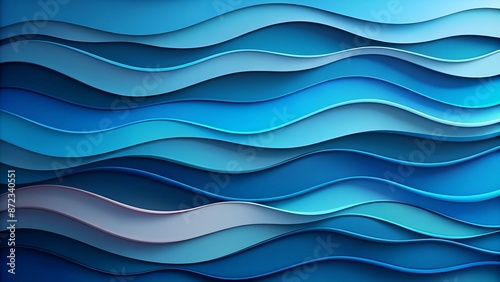 Abstract blue wavy papercut layers background light and shadow