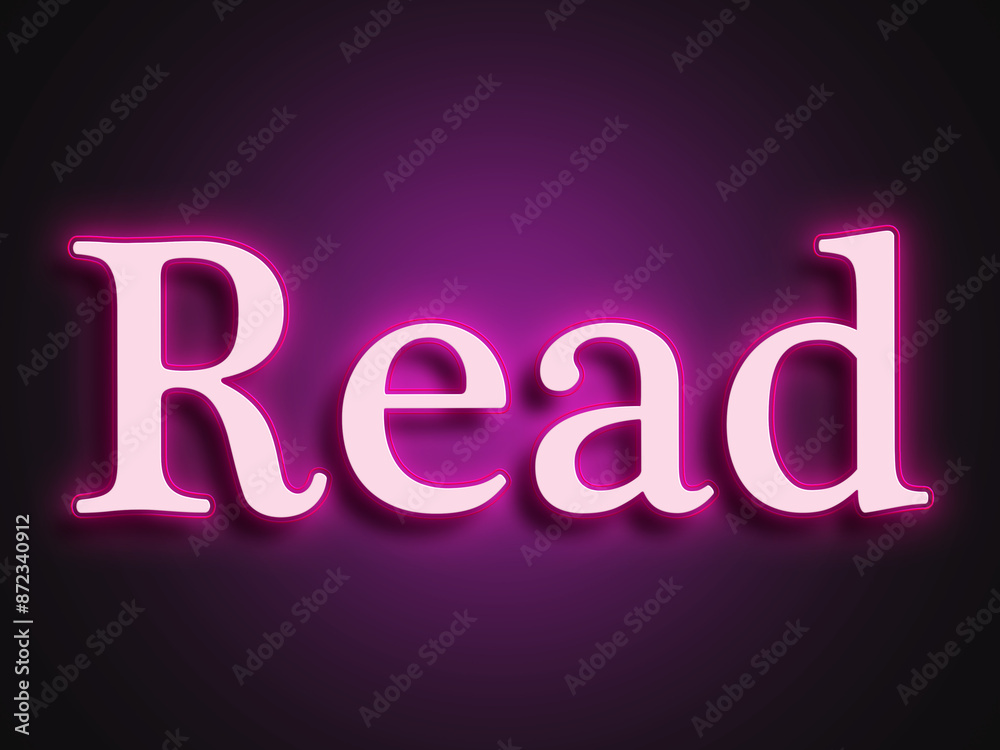 Pink glowing Neon light text effect of word Read. Pink glowing Neon light text effect of word Read.