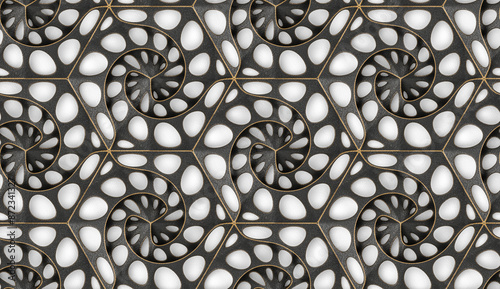 Seamless helix hexagon pattern in 3d for modern design