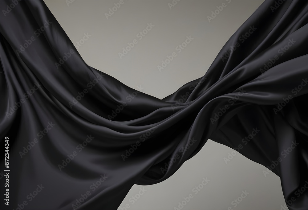 Wavy smooth black silk drapery background texture sample Wavy smooth black silk drapery background texture sample