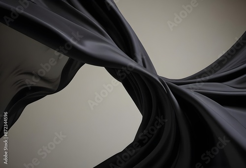 Wavy smooth black silk drapery background texture sample photo
