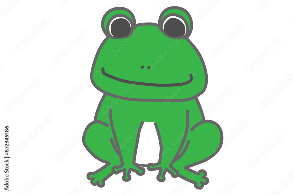 Obraz premium シンプルな緑色のカエルの手描きイラスト