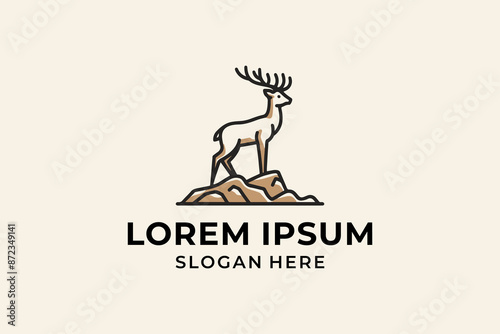 Deer Line Art Logo Vector.