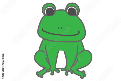 シンプルな緑色のカエルの手描きイラスト
