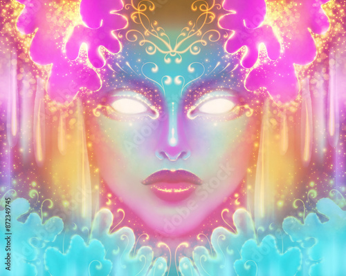 Ethereal Mystical Woman with Glowing Fantasy Colors