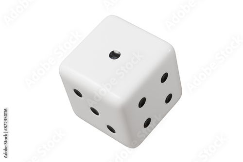 3d Rolling dice icon isolated on purple background. White roll cubes for gamble games concept, casino token concept. 3d dice cube icon. 3d render.