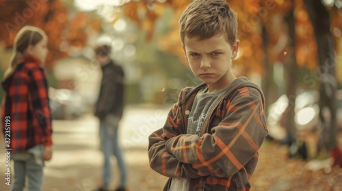 National Bullying Prevention Month. Don't bully me concept. The problem of bullying at school, bullying of classmates based on nationality, race or class. Day of Children Victims of Aggression