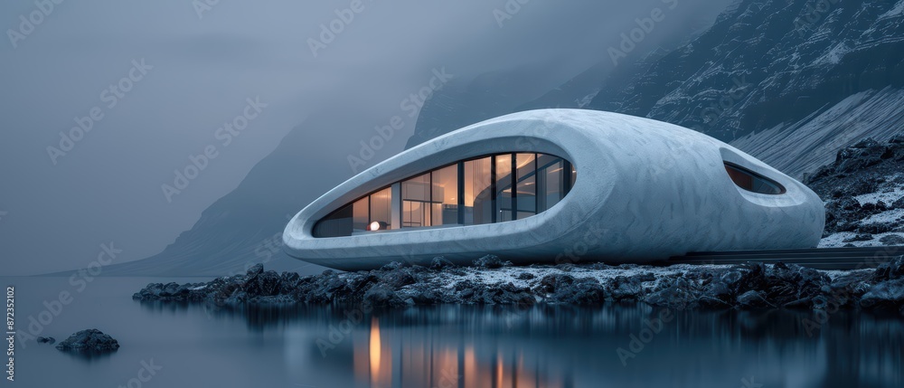 A futuristic home is constructed with enchanted stones that possess supernatural properties