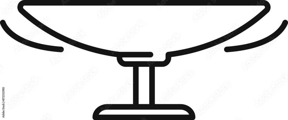 Simple line icon of a satellite dish receiving a signal, perfect for representing telecommunications or broadcasting Simple line icon of a satellite dish receiving a signal, perfect for representing telecommunications or broadcasting