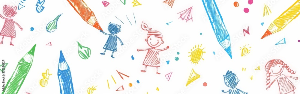 Whimsical Children Activities in Colorful Illustration Whimsical Children Activities in Colorful Illustration