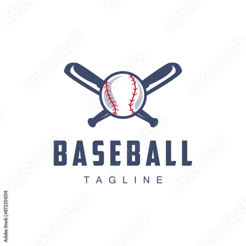 Modern vector baseball logo baseball softball sport simple bat and ball template illustration