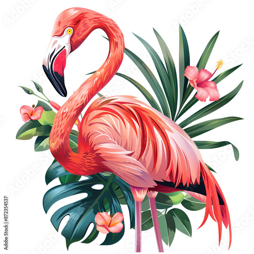 Artistic Style Design of Flamingo Logo Illustration Perfect for Print on Demand T Shirt Design 
