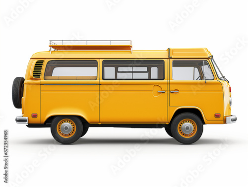 Yellow minibus isolated on a white background