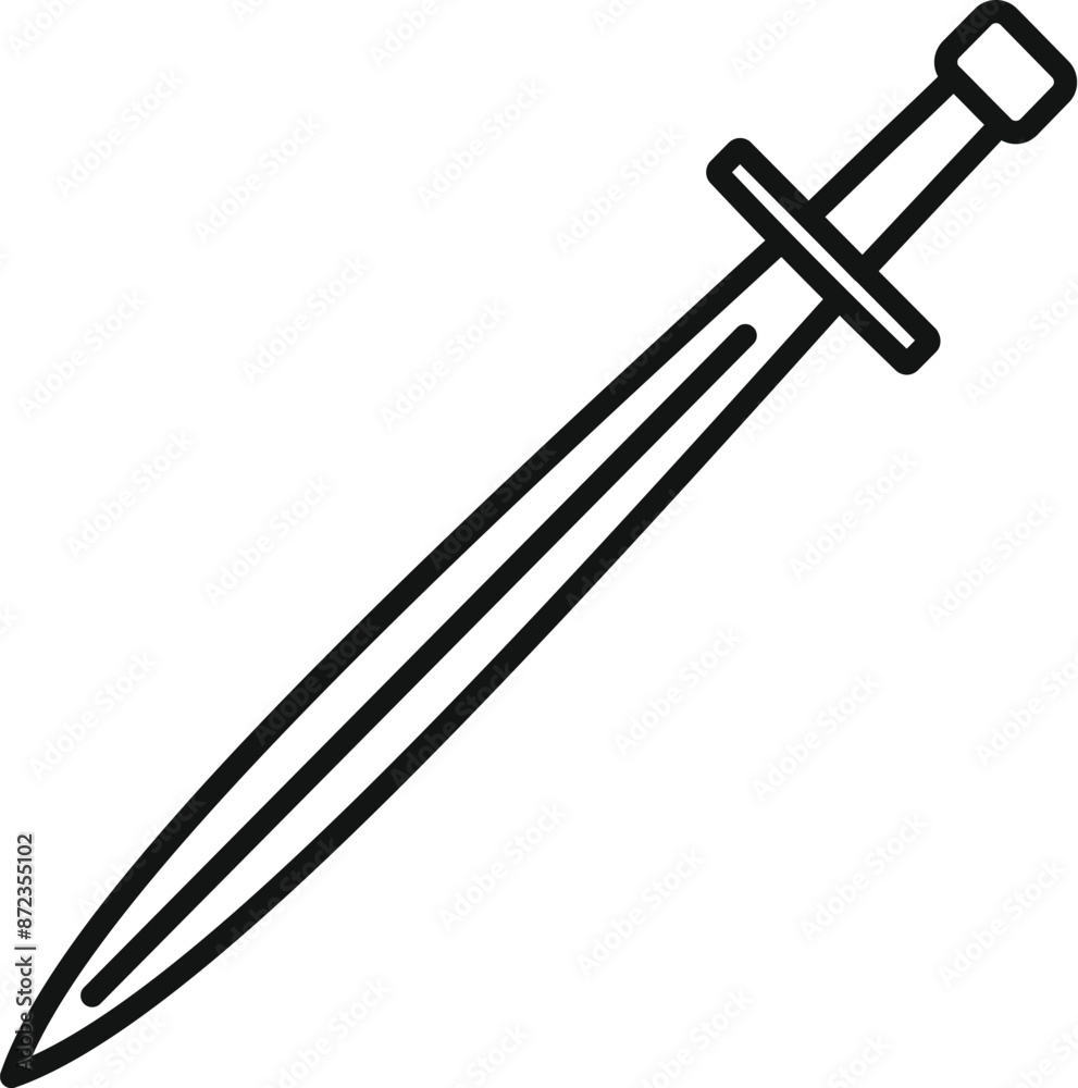 Simple black and white line art of a double edged sword Simple black and white line art of a double edged sword