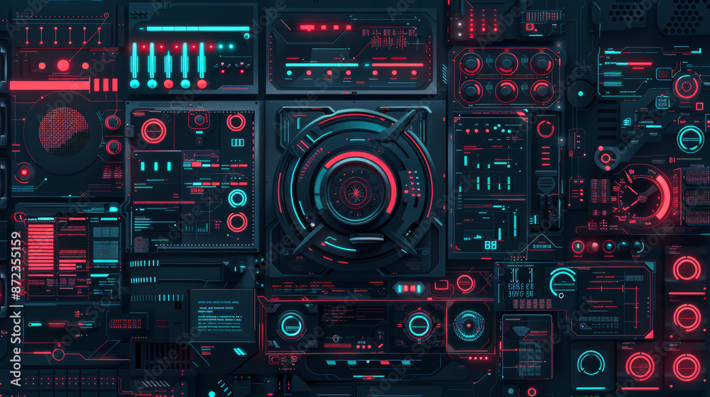 Modern and technical user interface design with a futuristic look. It has a sleek and abstract background that is perfect for science fiction or technology-themed projects. Modern and technical user interface design with a futuristic look. It has a sleek and abstract background that is perfect for science fiction or technology-themed projects.