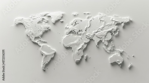 Fototapeta Naklejka Na Ścianę i Meble -  White 3D world map on a light background.