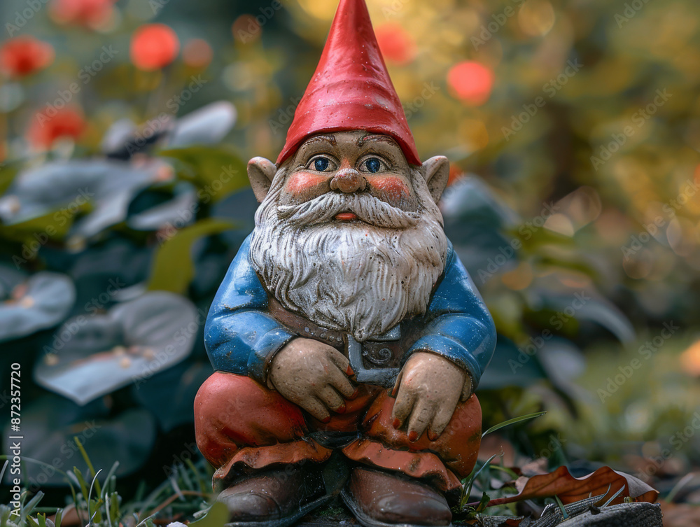 Closeup of Garden Gnome, Generative AI Illustration